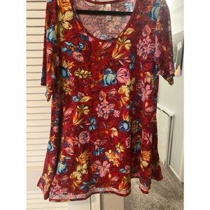 LulaRoe red floral shirt